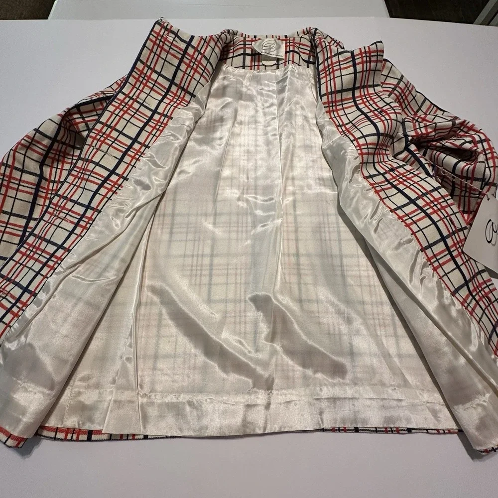 Vintage ARLENE ANDREWS‎ Plaid Blazer 100% Cotton Button-Front 12 Union Made